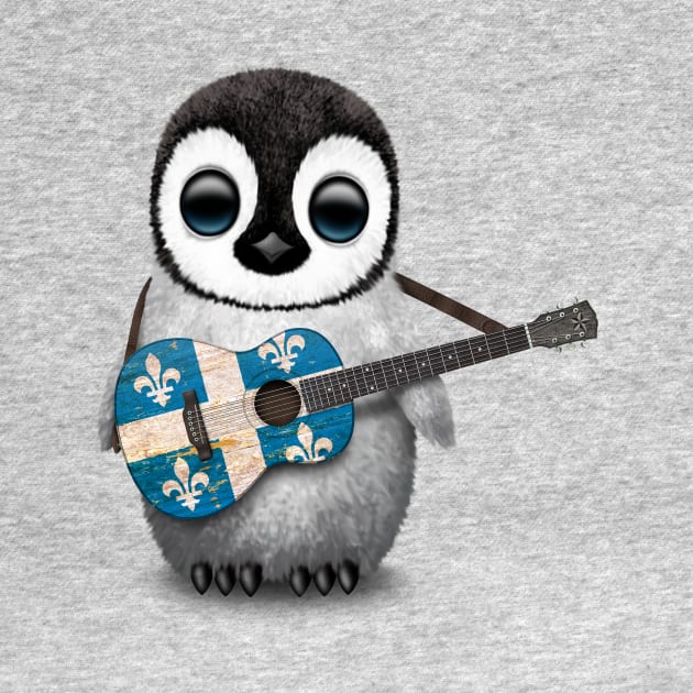 Baby Penguin Playing Quebec Flag Guitar by jeffbartels